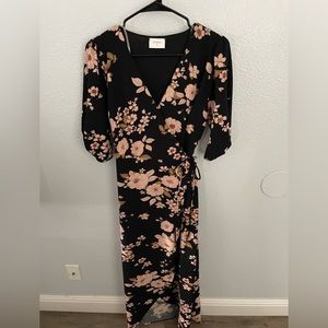 Black Flower Print Dress